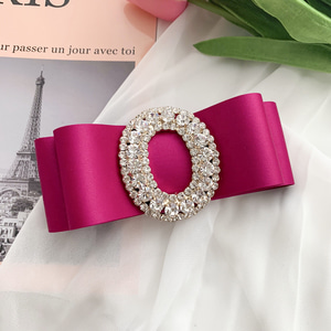 [Premium line] 베르사유 핑크 큐빅 고퀄리티 백화점 리본 자동 머리핀 여자친구 선물