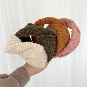 (무배) 포근한 뽀글이 양털 후리스 겨울 넓은 와이드 머리띠 4color